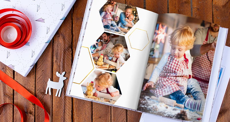 A 24x24 Photo Book with a Christmas template filled with Christmas photo shoot pictures