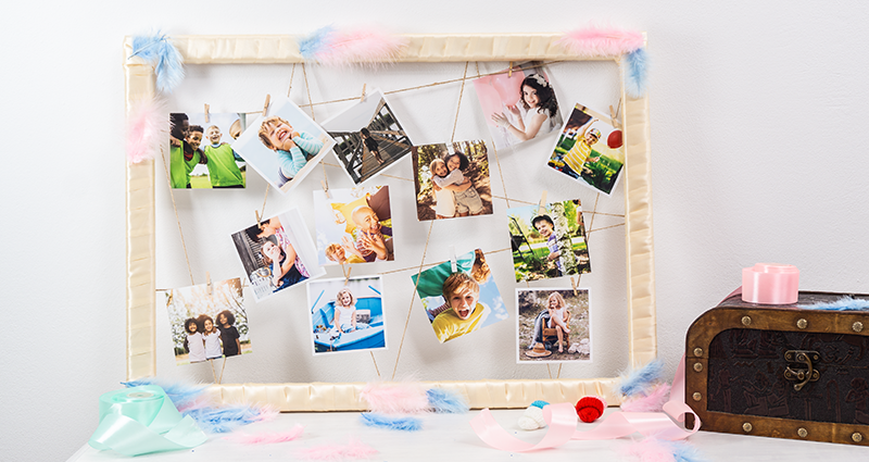 A frame with childhood photos