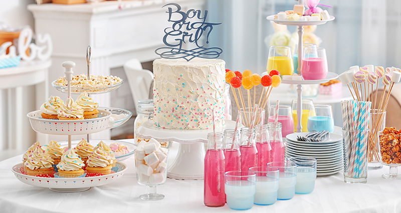 A table full of sweet things for the baby shower party