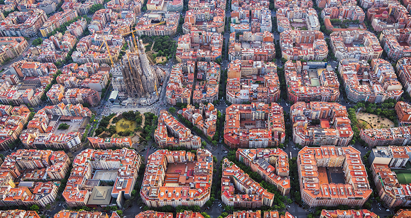 Eixample – čtvercová/hranatá čtvrť v Barceloně