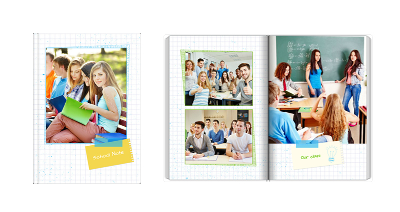 School Note – a yearbook template looking like a notebook.