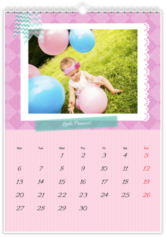 Fotokalendoriai A3 Vertikalus Little Princess