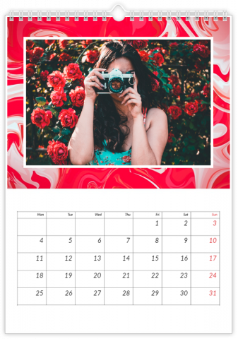 Calendrier Photo A4 Vertical Rouge