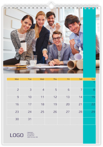 Fotokalender A4 Hochformat Blauer Firmenkalender
