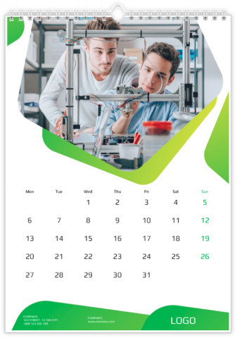 Fotokalender A4 Hochformat Grüner Firmenkalender