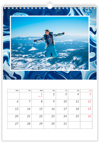 Fotokalender A4 Hochformat Dunkelblau
