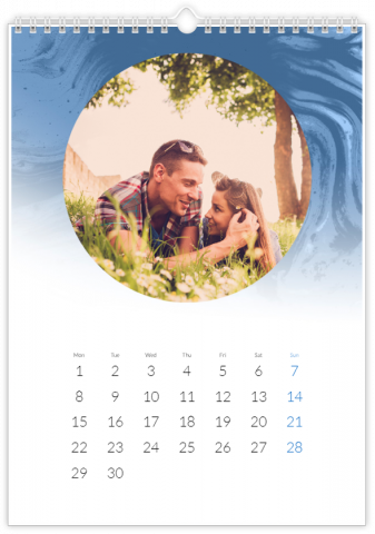 Fotokalender A4 Staand Blauw marmer