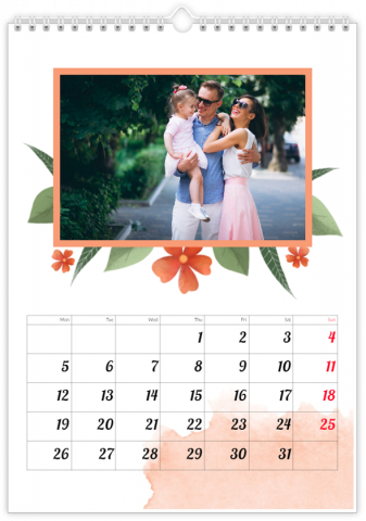 Fotokalender A4 Staand Sjabloon vol bloemen