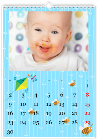 Photo Calendar A4 Portrait Baby Blue