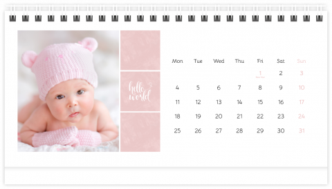 Photo Calendar Desk A5 Sweet Angel - Pink