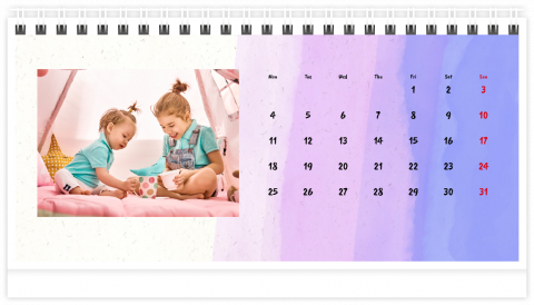 Photo Calendar Desk A5 Watercolor Paintings
