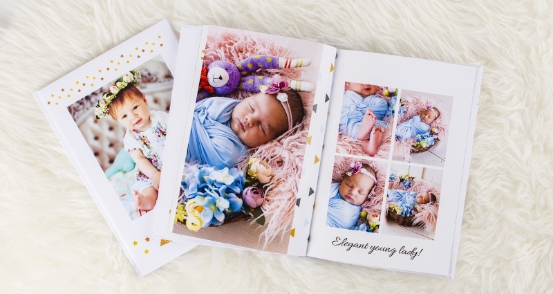 Photo books from a newborn baby’s shoot