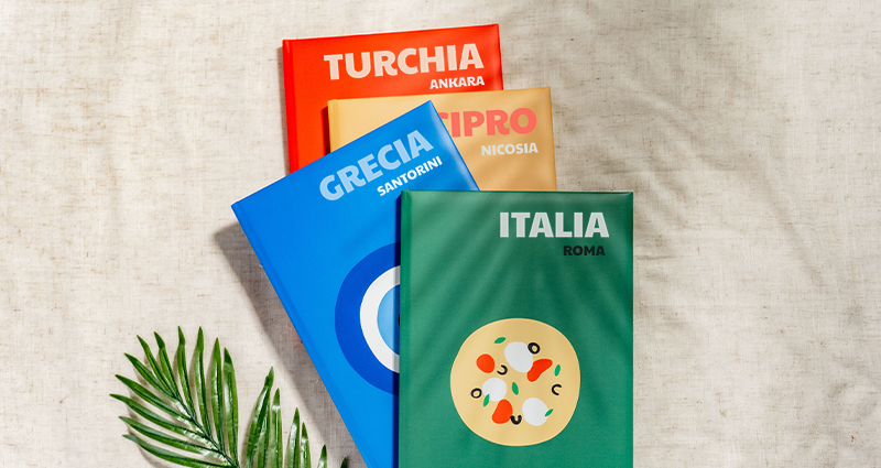 Selezione di copertine di fotolibri estivi: collezione minimal.