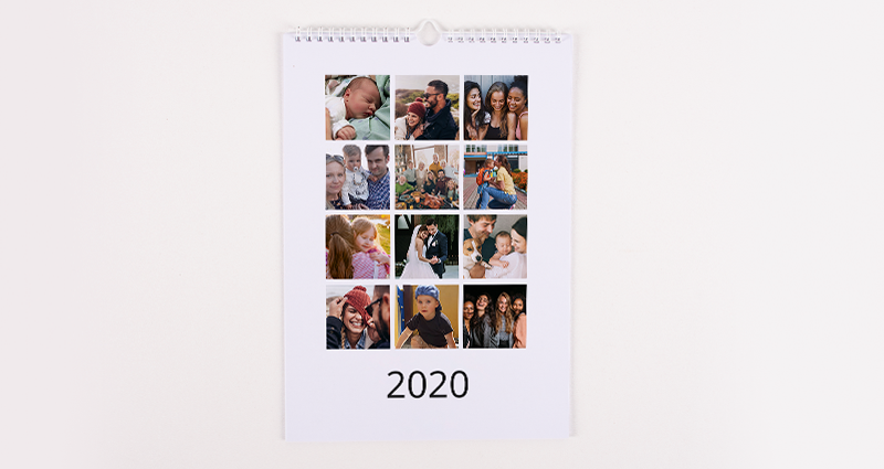 A Calendar’s cover with a collage of 12 photos