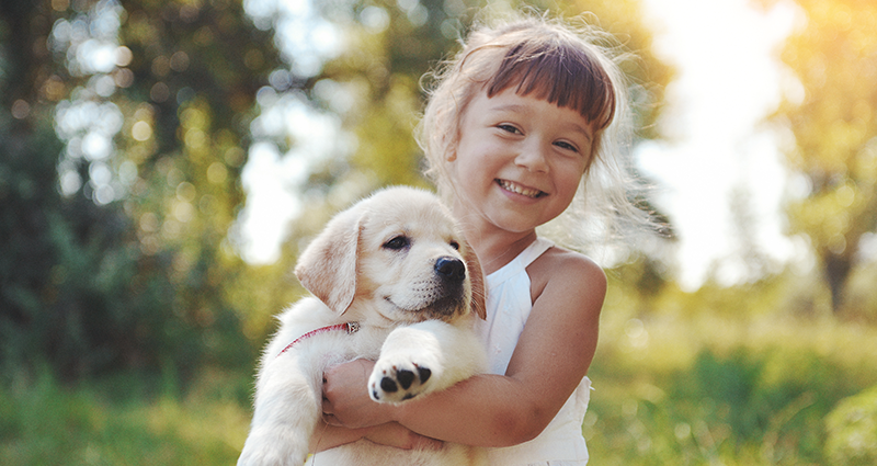 Una niña que se hace una foto para utilizarla después en un álbum de fotos de perros personalizado