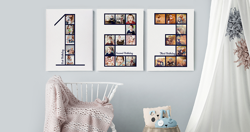 Canvasdoeken met verjaardagsfoto’s - perfecte wanddecoratie van elke kinderkamer