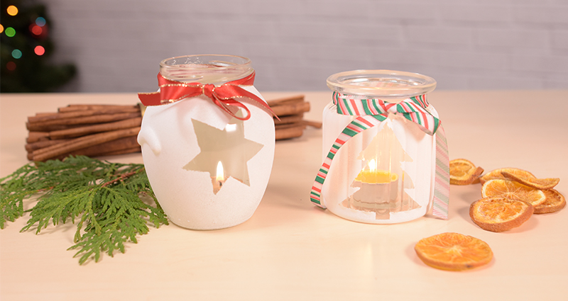 DIY snowy Christmas lanterns