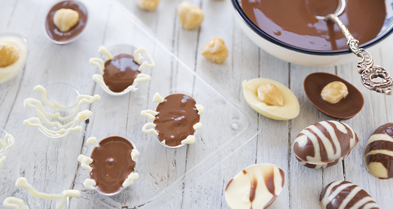 Hand-made chocolate eggs