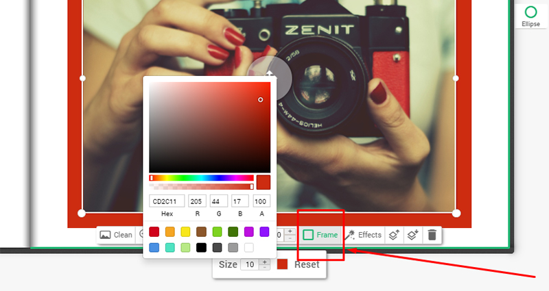 Options de modification des photos dans l’éditeur Colorland – ecran 8.