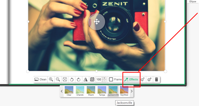 Options de modification des photos dans l’éditeur Colorland – ecran 9.