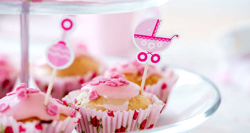 Muffins de naissance rose