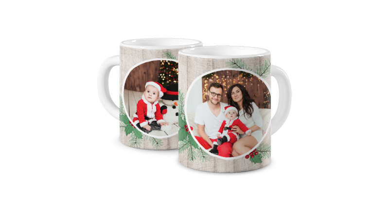 Season’s Greeting, a template of a photo mug