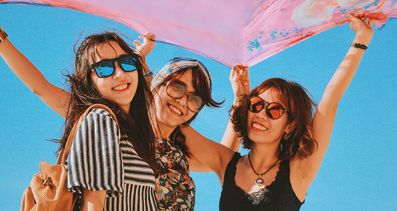 Tres mujeres en vacaciones.