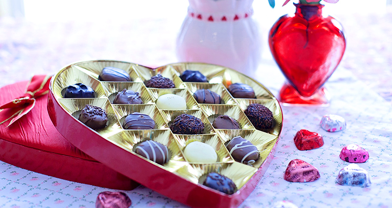 Una bombonera de chocolate para San Valentín.