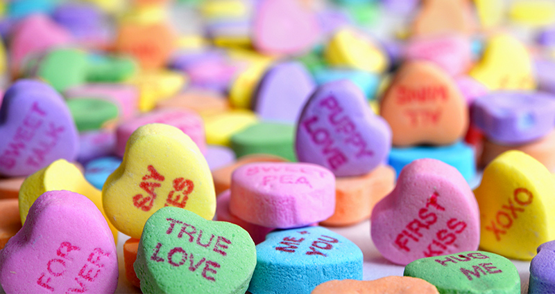 Les bonbons/confiseries Saint Valentin avec des textes
