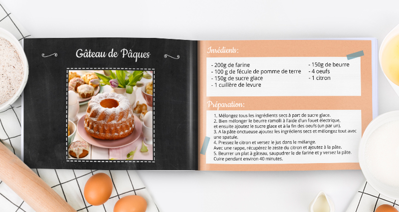 Livre photo A5 avec la recette pour Babka de Pâques