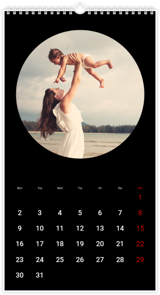 Photo Calendar Round Frame Black | Colorland US