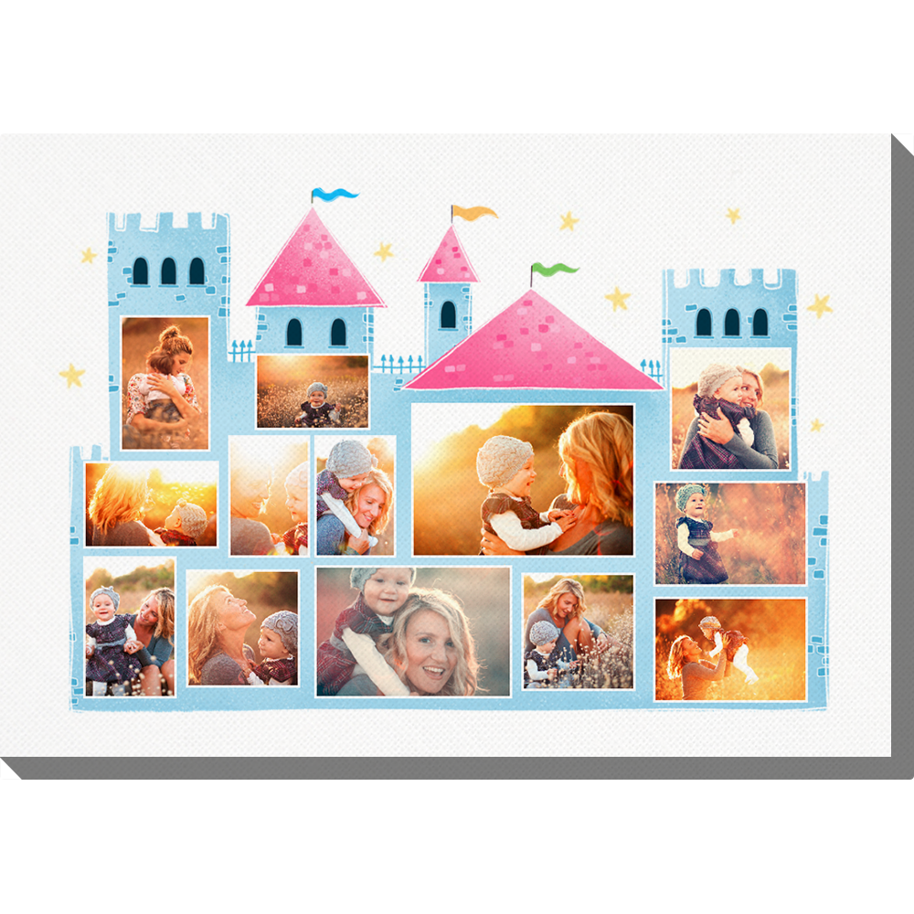 <p>Het sjabloon - Sprookjeskasteel - is voor kleine princessen ontworpen. Het presenteert een blauw kasteel met een roze dak. De achtergrond van dit sjabloon vormen kleine gele sterretjes. Het geheel ziet er geweldig uit,  als een sprookje :-) Wacht dus n