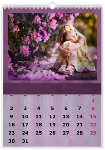 Calendrier Photo A4 Vertical Lilas