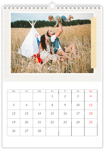 Calendrier Photo A4 Vertical Une famille heureuse