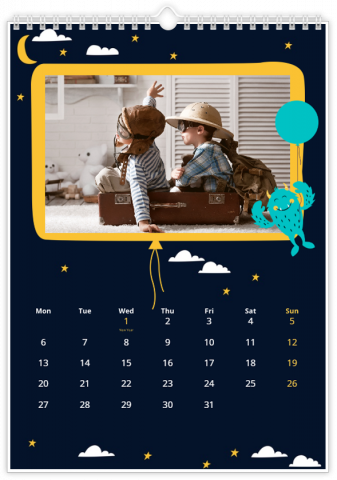 Calendrier Photo A4 Vertical VOYAGE DANS L'ESPACE