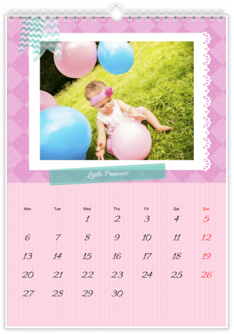 Calendrier Photo A4 Vertical Les Princesses