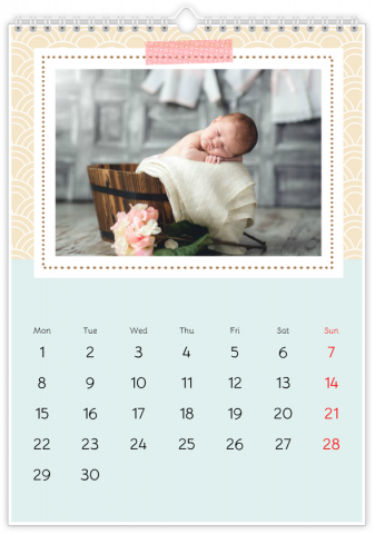 Calendrier Photo A4 Vertical COULEUR MENTHE