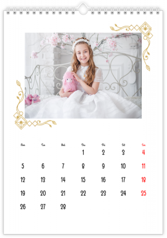 Calendrier Photo A4 Vertical EN BLANC