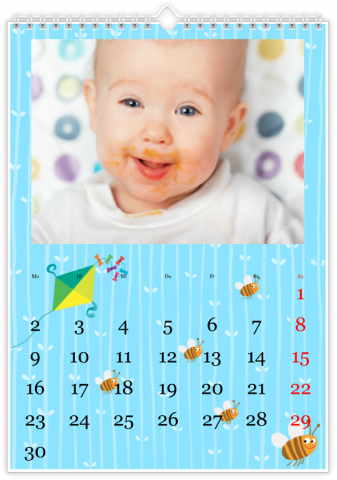 Calendrier Photo A3 Vertical Enfant - bleu