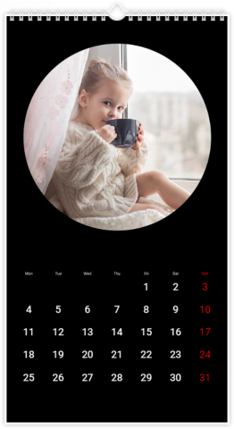 Calendrier Photo XL Rond noir