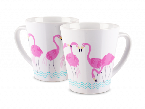 Mug Photo Latté Défilé de flamants roses