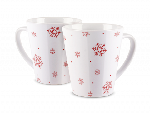 Latte Mug Red Snowflakes