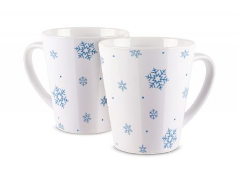 Latte Mug Blue Snowflakes