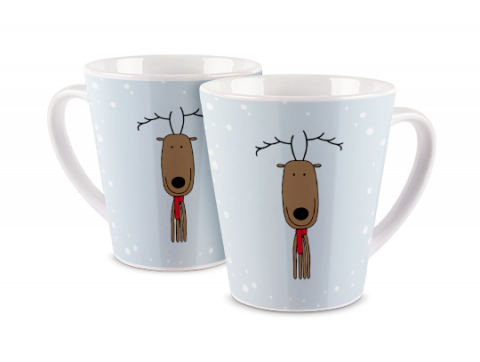 Latte Mug Reindeer in a Scarf