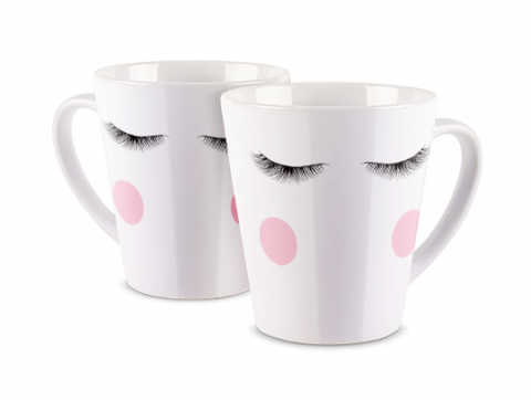 Latte Mug Flushed Eyelashes