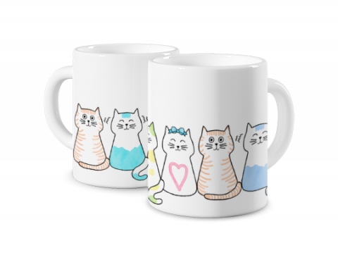 Zaubertasse Katzenfamilie