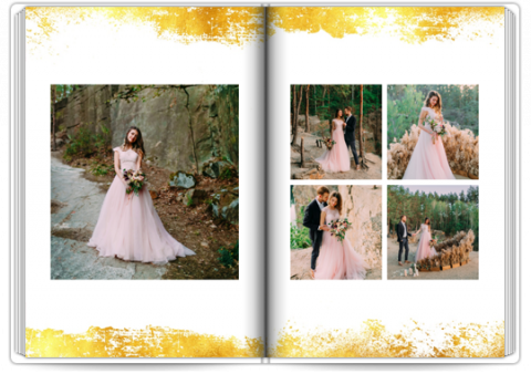 Fotokniha Premium A4 na výšku Pudrově růžová a zlato