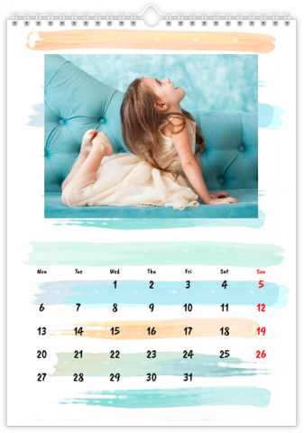 Fotokalender A4 Hochformat Aquarell Pinselstriche