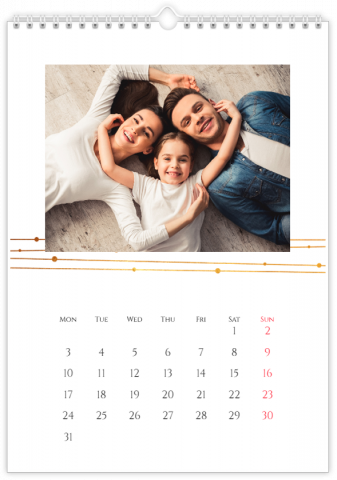 Photo Calendar A4 Portrait White and Gold