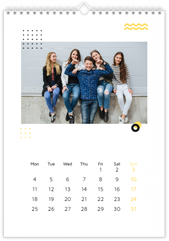 Photo Calendar 20x30 (A4 Portrait) Black and Gold Patterns